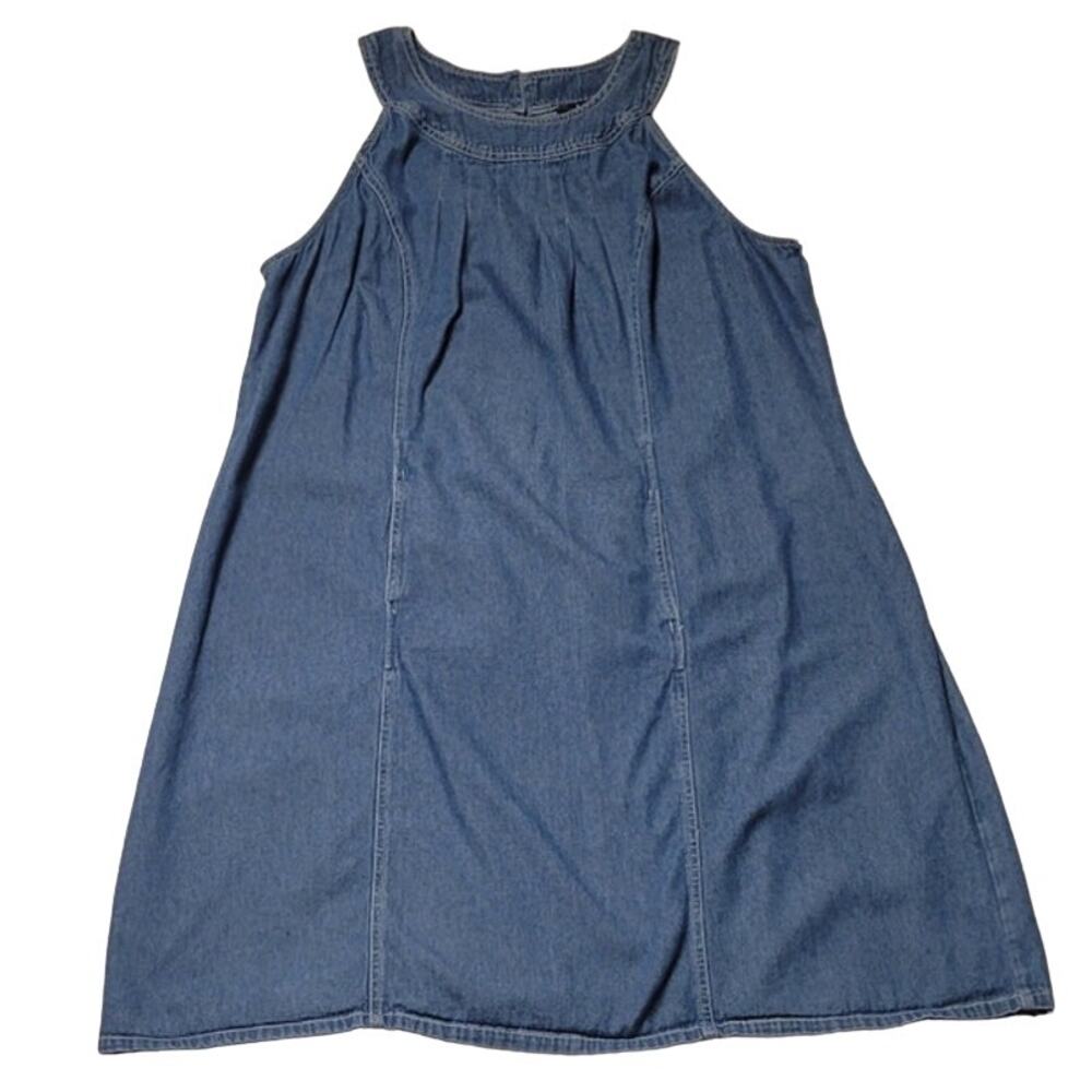 Denim Blue Sleeveless A-Line Dress